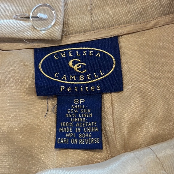 Vintage Silk and Linen Chelsea Cambell tan suit jacket and skirt - Picture 10 of 16